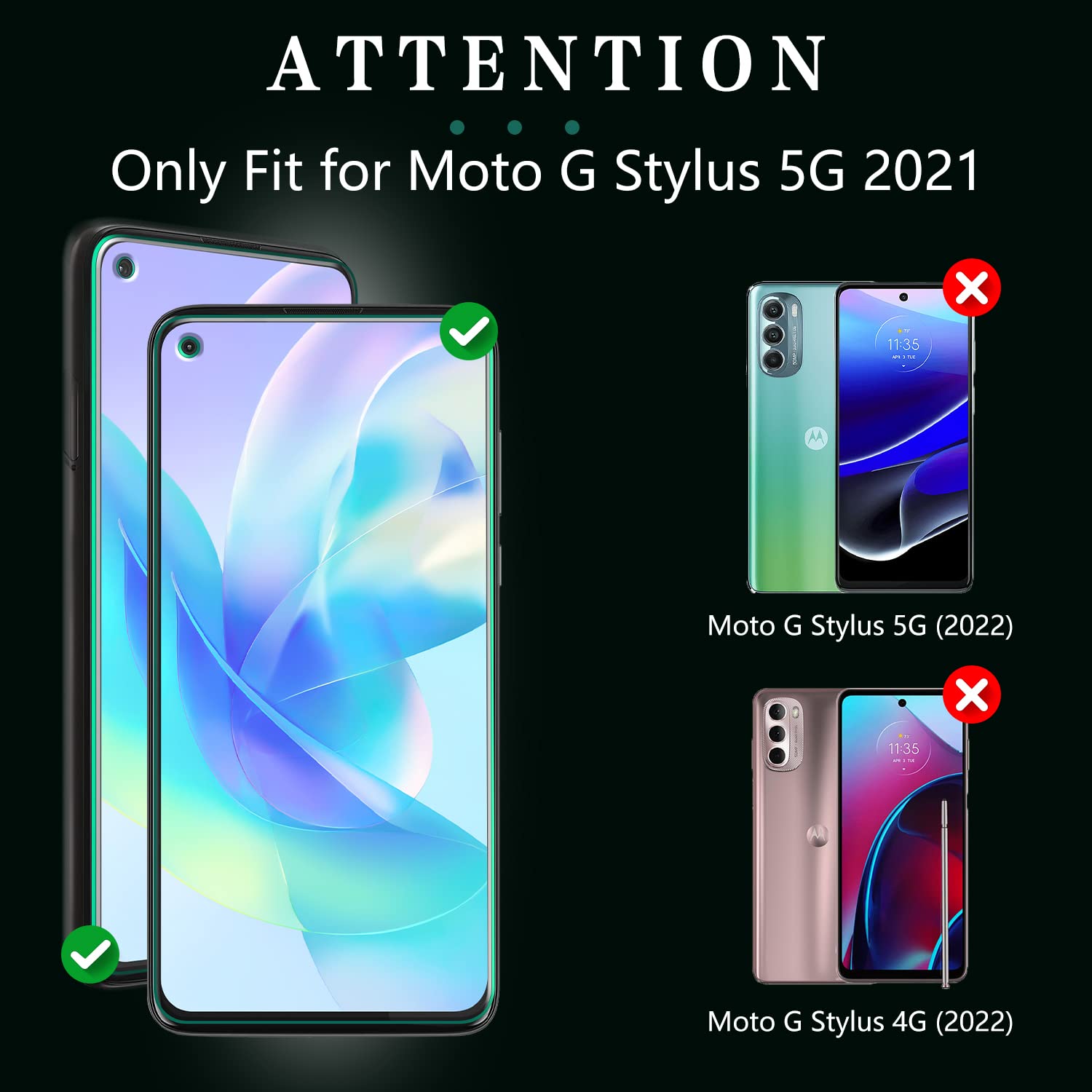 Pokolan [3 Pack Designed For Motorola Moto G Stylus 5G, Moto G Stylus 2021 Screen Protector Tempered Glass, Support Fingerprint